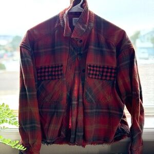 BDG Red and Black Plaid Shirt Jacket